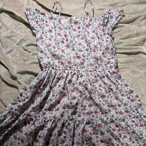 Girls pink floral print off-the-shoulder mini dress size 16
